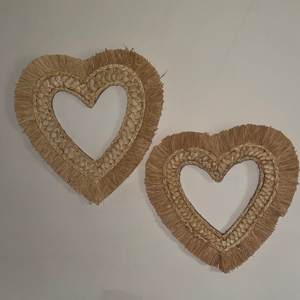 Valentines Day Heart-Shaped Woven Wall Decor - Brown
